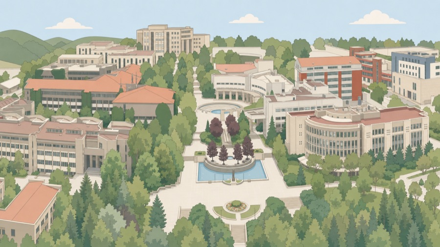 Bilkent Üniversitesi kampüsünün havadan görünümü